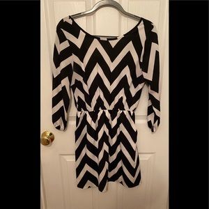 Chevron White and Black Dress